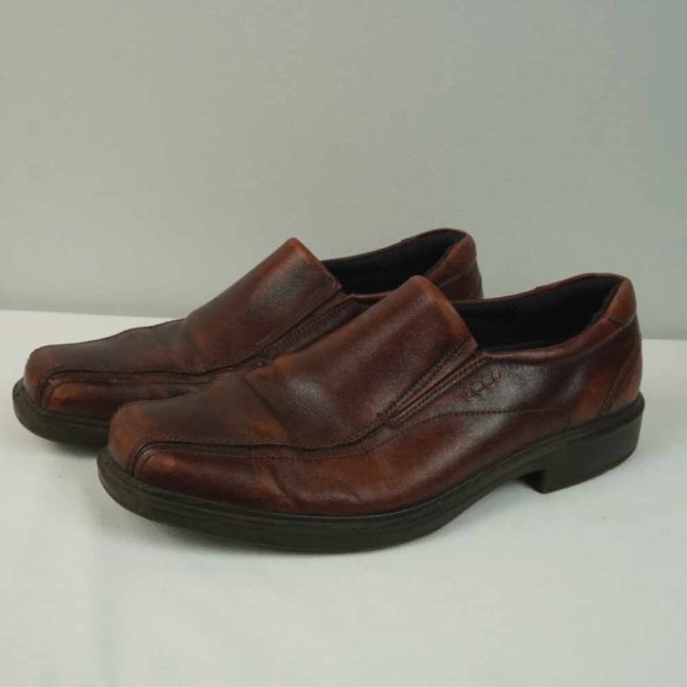 Ecco Helsinki 2 Brown Leather Slip On Loafer Shoes Size 45 = 11